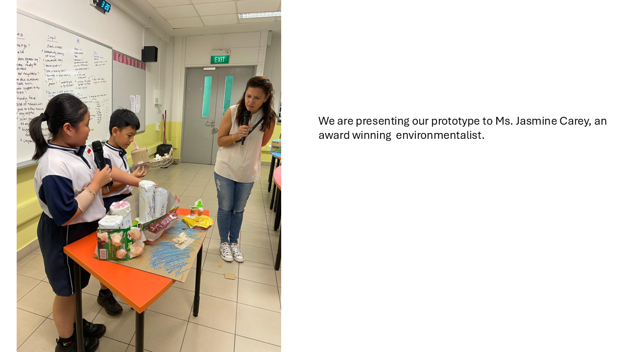 Presenting our prototype to Ms Jasmine Carey.